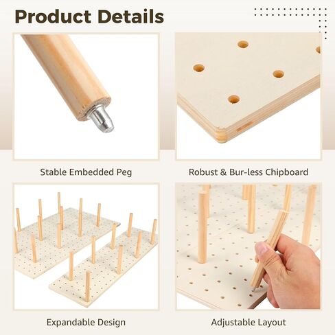 6pcs منظم درج Pegboard Wood مع 48 أوتاد ، وربط خشبي لوحة درج الجرف المنظم نظام ربط قابلة للتعديل للأطباق والحاويات والأدوات in Saudi Arabia