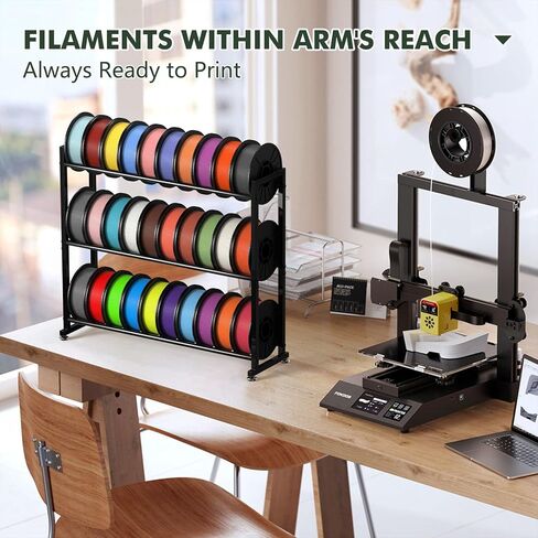 3-Tier 3D Filament Storage Rack - Heavy Duty 3d Printer Filament Rack for 30 Rolls, Metal Spool Shelf for PLA, ABS, TPU Filament Storage, Filament Holder for 3D Printing Workstation, Office,Workshop in Saudi Arabia