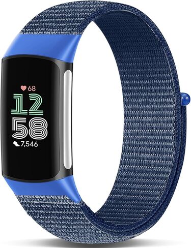 Hook and Loop Nylon Watchband Compatible with Fitbit Charge 6/Charge 5,Soft Lightweight Breathable Adjustable Sport Strap for Charge 6/5 Fitness Tracker Accessory in Saudi Arabia
