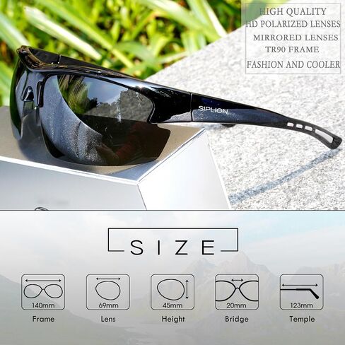 SIPLION Men's Polarized Sunglasses Sports Glasses for Cycling Fishing Golf TR90 Superlight Frame in Kuwait