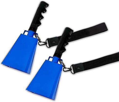 BTUTY 2 Pack Cowbell مع صانعي الضوضاء مقبض لألعاب كرة القدم Ranch Sports Events Party Concert 9 Inch Cow Bell with Wrist Strap Percussion Musical Musical Decorations Iron Bells in Saudi Arabia