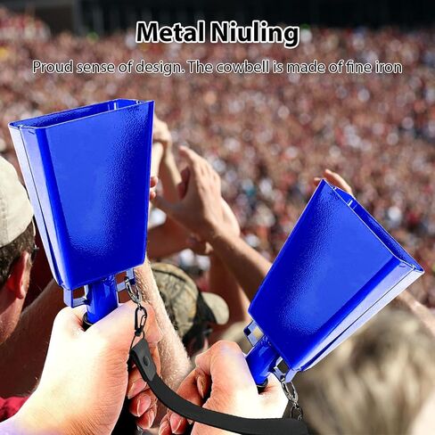 BTUTY 2 Pack Cowbell مع صانعي الضوضاء مقبض لألعاب كرة القدم Ranch Sports Events Party Concert 9 Inch Cow Bell with Wrist Strap Percussion Musical Musical Decorations Iron Bells in Saudi Arabia