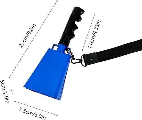 BTUTY 2 Pack Cowbell مع صانعي الضوضاء مقبض لألعاب كرة القدم Ranch Sports Events Party Concert 9 Inch Cow Bell with Wrist Strap Percussion Musical Musical Decorations Iron Bells in Saudi Arabia