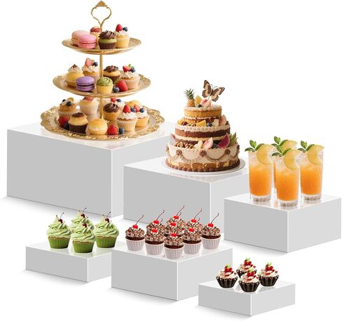 Riseers 6 Pack-RIPERS BHIDE ACRYLIC FOOD RIPERS لجدول البوفيه ، الطعام ، الحلوى ، الحفلات ، المجوهرات والمقتنيات ، معرض التعشيش (10 "-6") in Kuwait