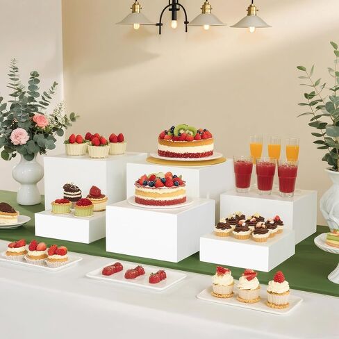 Riseers 6 Pack-RIPERS BHIDE ACRYLIC FOOD RIPERS لجدول البوفيه ، الطعام ، الحلوى ، الحفلات ، المجوهرات والمقتنيات ، معرض التعشيش (10 "-6") in Kuwait