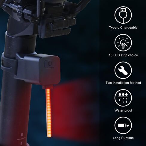 Bike Tail Light,10 Replaceable LED Strips,6 Modes,Waterproof led Bike Tail Light.Fits Mountain & Road Bikes for Adults & Kids in Saudi Arabia