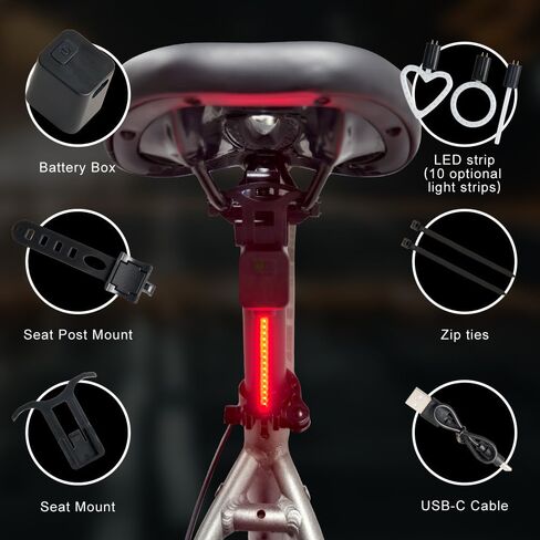 Bike Tail Light,10 Replaceable LED Strips,6 Modes,Waterproof led Bike Tail Light.Fits Mountain & Road Bikes for Adults & Kids in Saudi Arabia