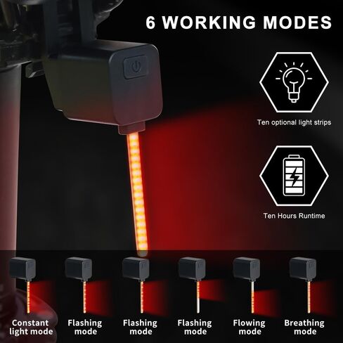 Bike Tail Light,10 Replaceable LED Strips,6 Modes,Waterproof led Bike Tail Light.Fits Mountain & Road Bikes for Adults & Kids in Saudi Arabia