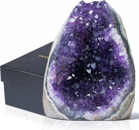 Natural Deep Purple Amethyst Crystal Geode from Uruguay 0.5-1 lb, A Grade Amethyst Cluster, Premium Gift Box for Collectors Reiki Healing Positive Energy in Saudi Arabia