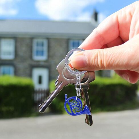 Horn Keychain, 3cm Mini Keychain Key Ring French Horn Shape Bag Keychain Charm Pendant Jewelry Gift Blue in Saudi Arabia