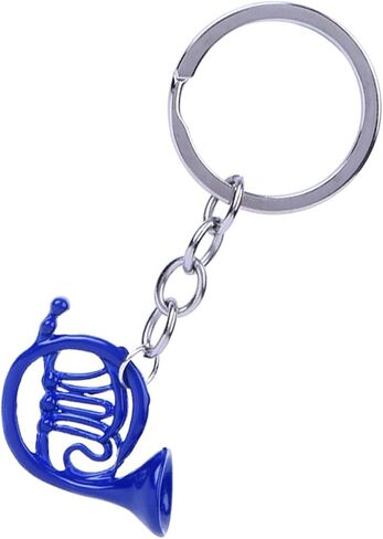 French Horn Keychain Bag Charm Mini Key Ring Pendant Jewelry Blue in Saudi Arabia