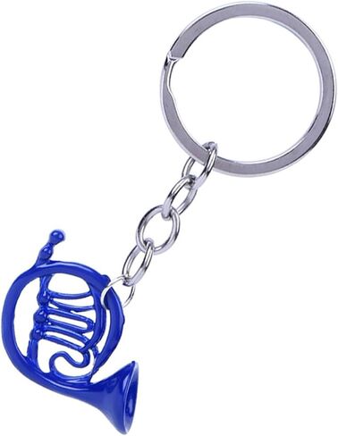 French Horn Keychain Bag Charm Mini Key Ring Pendant Jewelry Blue in Saudi Arabia