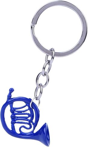 French Horn Keychain Bag Charm Mini Key Ring Pendant Jewelry Blue in Saudi Arabia