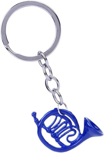 French Horn Keychain Bag Charm Mini Key Ring Pendant Jewelry Blue in Saudi Arabia