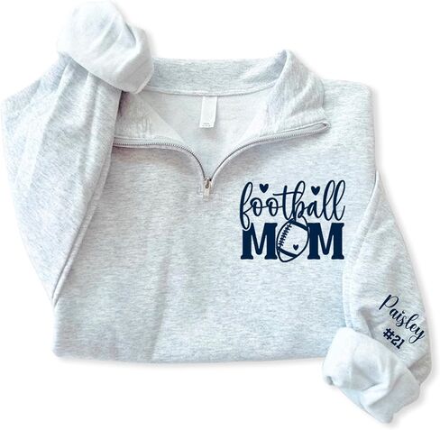 NAZENTI Personalized Football Mom Quarter Zip, American Football Shirts Custom Name, Women Tee, TShirt Sweatshirt Senior Gift in Kuwait