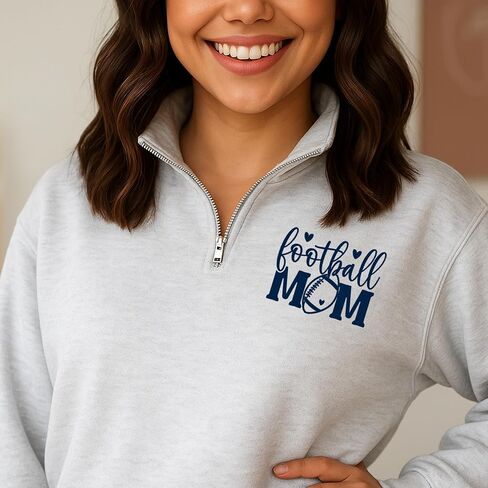 NAZENTI Personalized Football Mom Quarter Zip, American Football Shirts Custom Name, Women Tee, TShirt Sweatshirt Senior Gift in Kuwait
