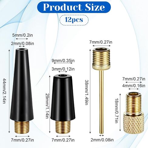 12 PCS BALL PUMP EDERLES ATTERLES ، إبر الكرة لمضخة الهواء محول إبرة مُحول لفوهة مُحول لكرة القدم لكرة السلة لكرة السلة. in Saudi Arabia