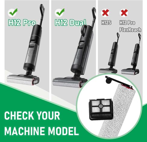 H12 Pro Replacement Brush Rollers and HEPA Filter Kits Compatible with Dreame H12 Pro, H12 Dual, G10 Pro Cordless Wet and Dry Vacuum Cleaner Replacement Parts Accessories, 2 Brush Rollers & 2 Filters in Kuwait