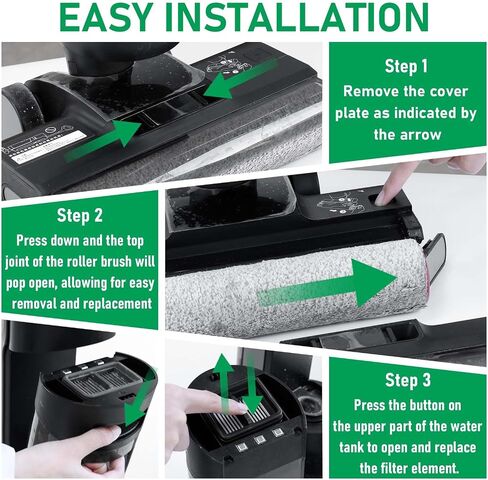 H12 Pro Replacement Brush Rollers and HEPA Filter Kits Compatible with Dreame H12 Pro, H12 Dual, G10 Pro Cordless Wet and Dry Vacuum Cleaner Replacement Parts Accessories, 2 Brush Rollers & 2 Filters in Kuwait