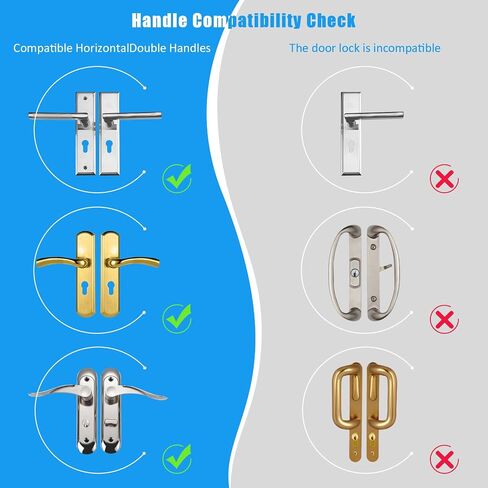 Qivine French Patio Door Security Lock ، قفل أمن الباب الفرنسي 13 بوصة للأبواب المتوافقة مع الفناء الأفقي المزدوج والمعهد (النوع ب) in Saudi Arabia