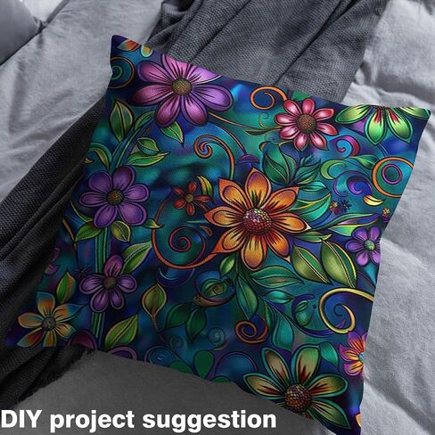 Girls Bohemian Flowers Waterproof Outdoor Decor Exotic Rainbow Fabric by The Yard for Kids Women Ombre Gradient Ethtic Teal Blue Purple Upholstery Decor DIY Art Decor 1 Yard in Saudi Arabia