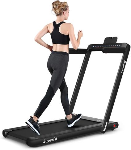 لوحة المشي في Gymax ، 2.25 حصانًا مزدوج شاشة مطحنة قابلة للطي للمنزل مع التحكم في التطبيق عن بُعد/ذكي ، حلقة مفرغة مضغوطة محمولة للمكتب تحت المكتب ، آلة تشغيل قابلة للطي للمساحات الصغيرة in Saudi Arabia