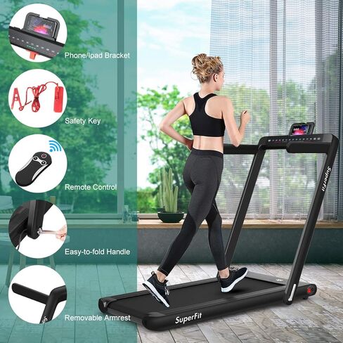 لوحة المشي في Gymax ، 2.25 حصانًا مزدوج شاشة مطحنة قابلة للطي للمنزل مع التحكم في التطبيق عن بُعد/ذكي ، حلقة مفرغة مضغوطة محمولة للمكتب تحت المكتب ، آلة تشغيل قابلة للطي للمساحات الصغيرة in Saudi Arabia