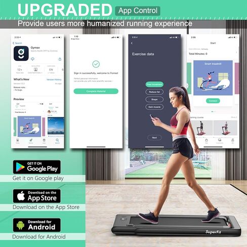 لوحة المشي في Gymax ، 2.25 حصانًا مزدوج شاشة مطحنة قابلة للطي للمنزل مع التحكم في التطبيق عن بُعد/ذكي ، حلقة مفرغة مضغوطة محمولة للمكتب تحت المكتب ، آلة تشغيل قابلة للطي للمساحات الصغيرة in Saudi Arabia