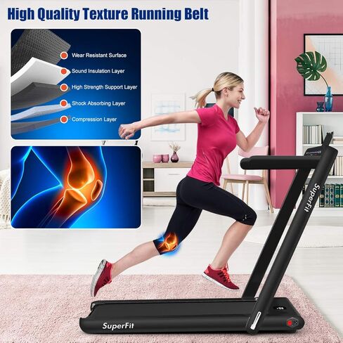 لوحة المشي في Gymax ، 2.25 حصانًا مزدوج شاشة مطحنة قابلة للطي للمنزل مع التحكم في التطبيق عن بُعد/ذكي ، حلقة مفرغة مضغوطة محمولة للمكتب تحت المكتب ، آلة تشغيل قابلة للطي للمساحات الصغيرة in Saudi Arabia