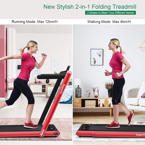 GYMAX Walking Pad, 2.25HP Dual Display Foldable Treadmill for Home with Remote/Smart App Control, Portable Compact Treadmill for Office Under Desk, Folding Running Machine for Small Spaces in Saudi Arabia