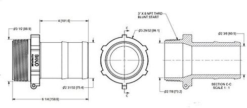 Banjo HB300 Polypropylene خرطوم تركيب ، محول ، 3 "npt male x 3" شائكة in Saudi Arabia