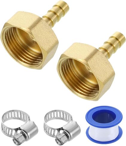 Uxcell 2PCS BRASS HOSE BARBITS ، 5/16 "Barb X G3/4" موصل خرطوم الخيط الإناث مع مشابك خرطوم لنقل زيت غاز وقود المياه وصيانة خطوط الأنابيب in Saudi Arabia