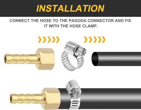 Uxcell 2PCS BRASS HOSE BARBITS ، 5/16 "Barb X G3/4" موصل خرطوم الخيط الإناث مع مشابك خرطوم لنقل زيت غاز وقود المياه وصيانة خطوط الأنابيب in Saudi Arabia