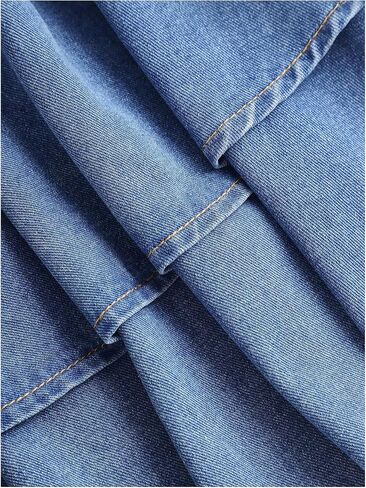 WDIRARA Women's Plus Size Bow Tie Mini Denim Skirt Layered Ruffle Elastic Waist A Line Jean Skirts in Saudi Arabia