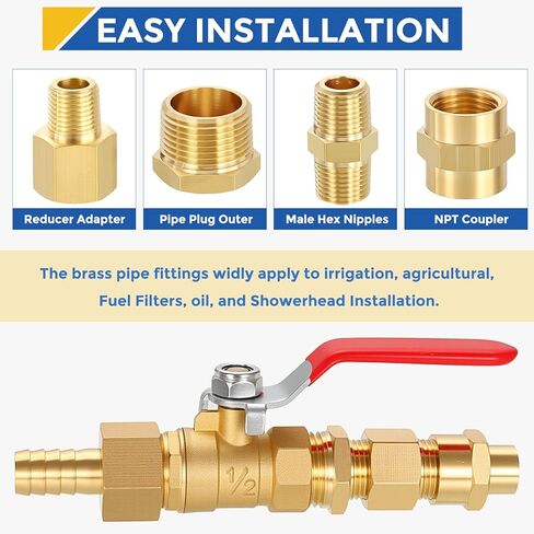 2 حزمة تجهيزات أنابيب النحاس ، 1/2 "ذكور NPT إلى 1/4" npt ذكر نحاس من النحاس الذكور ، مخفض محول الأنابيب الذكور للهواء ، الزيت ، LP in Kuwait