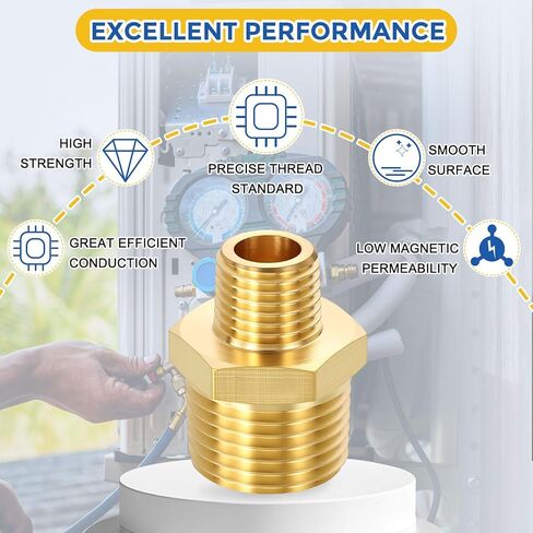 2 حزمة تجهيزات أنابيب النحاس ، 1/2 "ذكور NPT إلى 1/4" npt ذكر نحاس من النحاس الذكور ، مخفض محول الأنابيب الذكور للهواء ، الزيت ، LP in Kuwait