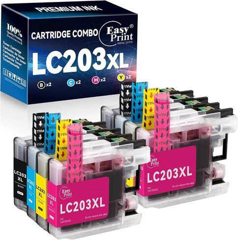EasyPrint (Combo Set 2x ، 2xbcmy) متوافق LC203XL LC201XL حبر الخرطوشة LC203 LC201 المستخدمة في MFC-J4320DW ، MFC-J4420DW ، MFC-J460DW ، MFC-J480DW ، MFC-J680DW ، MFC-J885DW ، (إجمالي 8 عبوات) in Kuwait