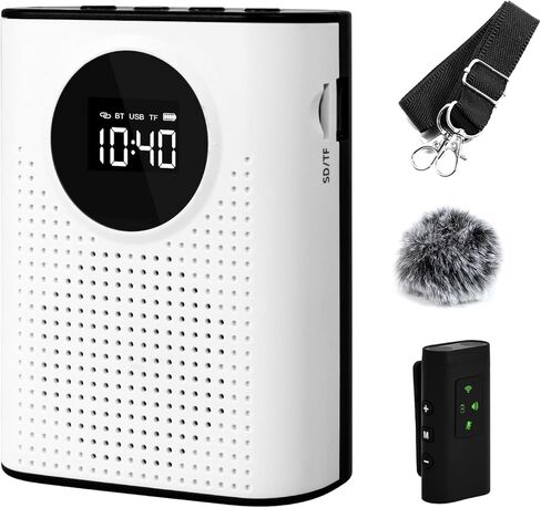 يدعم مضخم صوت Aurtec الصوتي مع ميكروفون لافالييه اللاسلكي المغناطيسي ، ومكبر صوت محمول مع ميكروفون لاسلكي 2.4 جرام ، Bluetooth ، بطاقة TF ، محرك أقراص فلاش USB وإدخال AUX in Kuwait