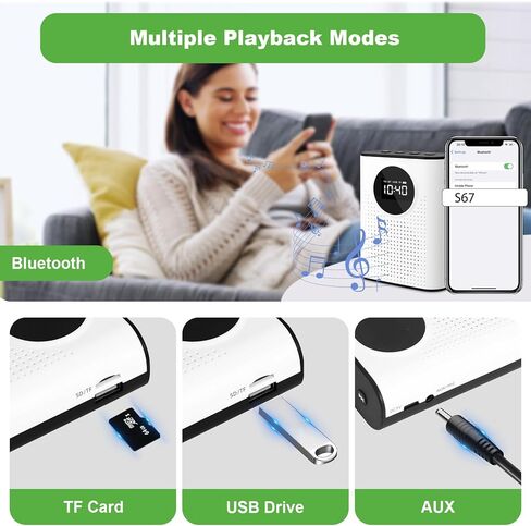 يدعم مضخم صوت Aurtec الصوتي مع ميكروفون لافالييه اللاسلكي المغناطيسي ، ومكبر صوت محمول مع ميكروفون لاسلكي 2.4 جرام ، Bluetooth ، بطاقة TF ، محرك أقراص فلاش USB وإدخال AUX in Kuwait