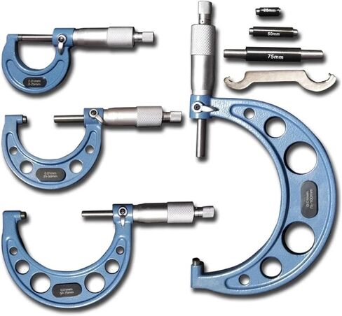 1PCS قطر القطر الخارجي مجموعة ميكرومتر ميكرومتر المسمار 4 قطعة مجموعة ميكرومتر قياس القطر الخارجي 0-100 مم in Kuwait