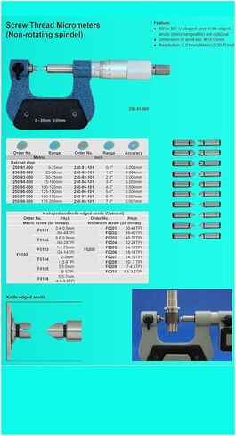 ميكرومتر مؤشر ترابط المسمار 0-25 مم 25-50 مم الصناعي مع السندان 50-75 مم 75-100 مم خارج ميكرومتر 0.01 مم (25-50 مم والسنقان) in Kuwait