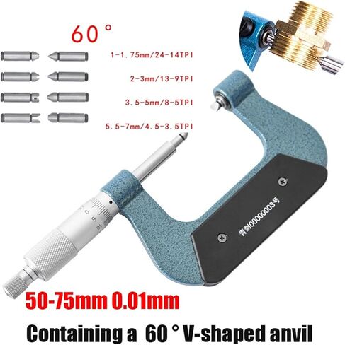 ميكرومتر مؤشر ترابط المسمار 0-25 مم 25-50 مم الصناعي مع السندان 50-75 مم 75-100 مم خارج ميكرومتر 0.01 مم (25-50 مم والسنقان) in Kuwait