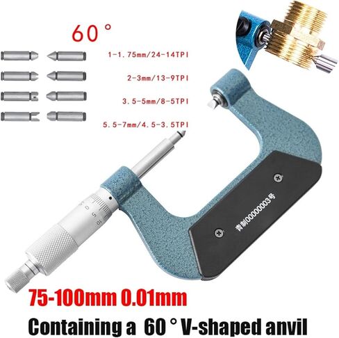 ميكرومتر مؤشر ترابط المسمار 0-25 مم 25-50 مم الصناعي مع السندان 50-75 مم 75-100 مم خارج ميكرومتر 0.01 مم (25-50 مم والسنقان) in Kuwait