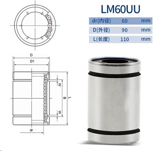 1PC Motion Linear Linear Bearings LM20UU/6/8S13/10/12/16/25/35/35/3/4/4/40/50UU/80 أسطوانية محمل كرة ثنية (LM30UU 30x45x64mm) in Saudi Arabia