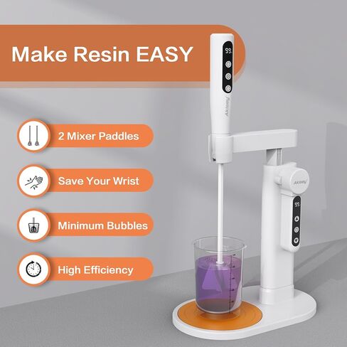 Electric Resin Mixer, Epoxy Resin Mixer with Electric Stand, 5-Speed Mode & Minimize Bubbles, Electric Stirrer Kit for Resin Molds, Paint, Silicone, DIY Crafts, Resin Tool, 2 Paddles in Saudi Arabia