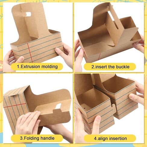 24 Set Back to School Appreciation Gifts 2 Cup Drink Carrier with Handle Kraft Cardboard Cup Holder with Greeting Card and Ribbon Thank You Gift for Teacher Appreciation (Brown) in Saudi Arabia