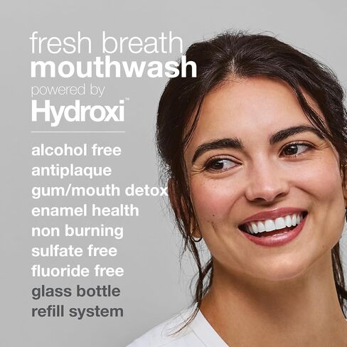 Davids Hydroxi Fresh Breath Mouthwash Starter Kit, Alcohol-Free, Fluoride-Free, Nano-Hydroxyapatite for Remineralizing & Enamel Health, Relieves Dry Mouth, Fresh Mint, 16 fl oz in Kuwait