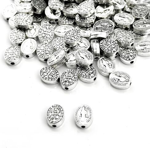 100pcs 8mm Cross Beads Catholic Religious Bead Accessories Diy Rosary Beads Bracelet Necklace Gold and Silver Double Color in Saudi Arabia