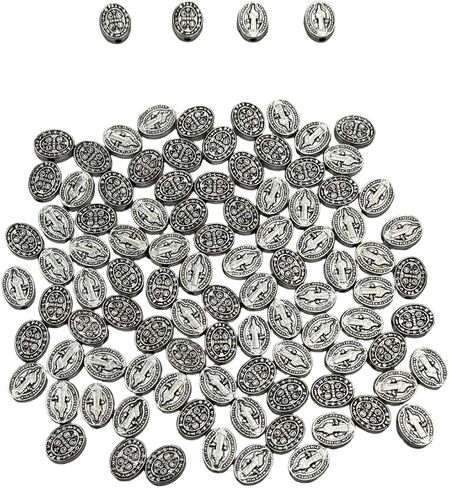 100pcs 8mm Cross Beads Catholic Religious Bead Accessories Diy Rosary Beads Bracelet Necklace Gold and Silver Double Color in Saudi Arabia