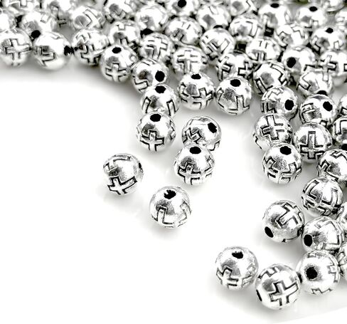 100pcs 8mm Cross Beads Catholic Religious Bead Accessories Diy Rosary Beads Bracelet Necklace Gold and Silver Double Color in Saudi Arabia